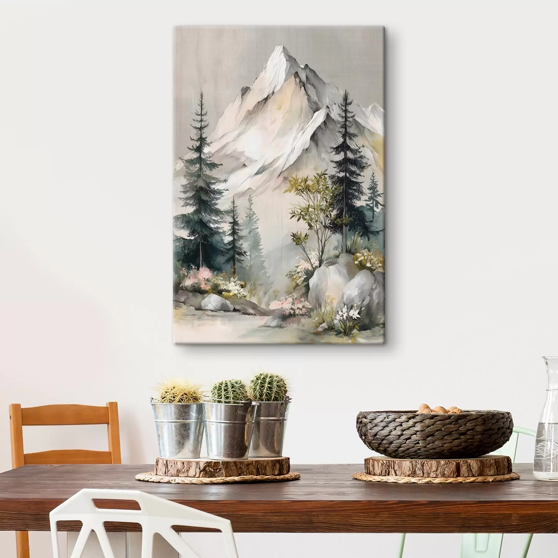 Tableau Des sapins de Noël au pied des montagnes s50153