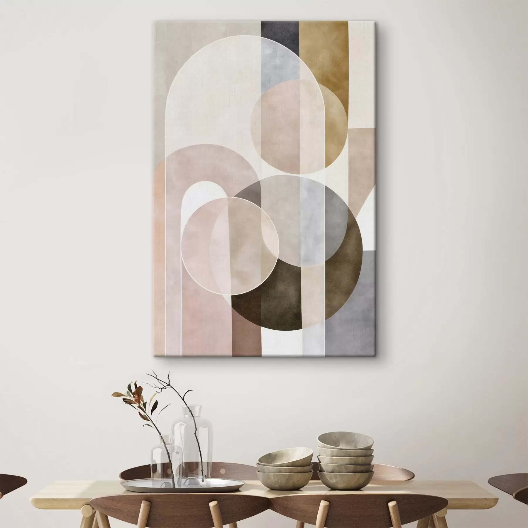 Tableau Un motif abstrait composé d'arcs et de cercles s50157