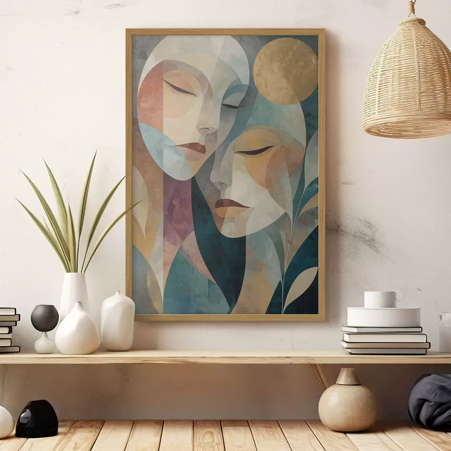 Papier peint Portrait ethnique abstrait de deux femmes f49940
