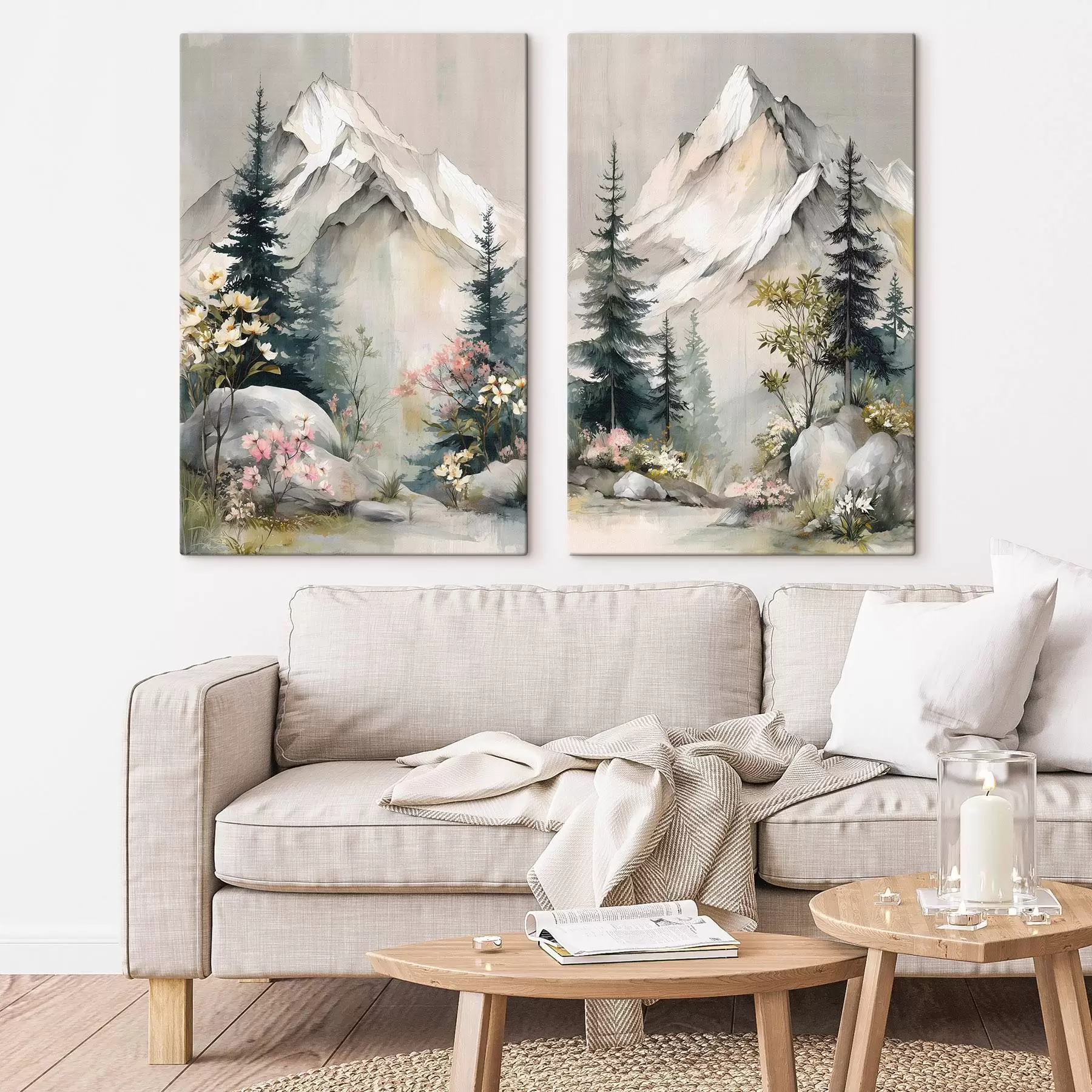Tableau Des sapins de Noël au pied des montagnes m30815