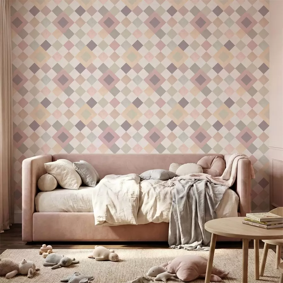 Papier peint Des diamants aux teintes pastel et aux nuances chaudes a01247