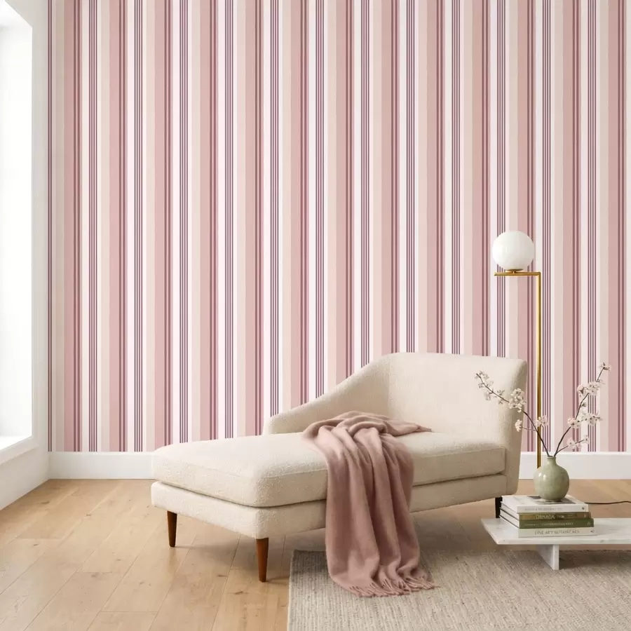 Papier peint Rayures roses et bordeaux sur fond clair a01248v3