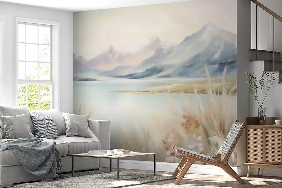 Papier peint Lac et montagnes w05824