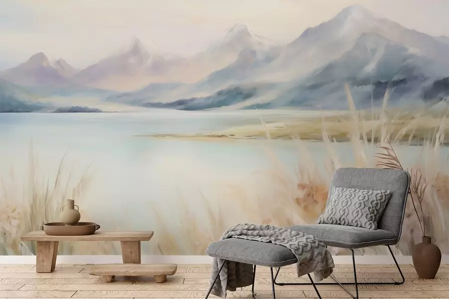 Papier peint Lac et montagnes w05824