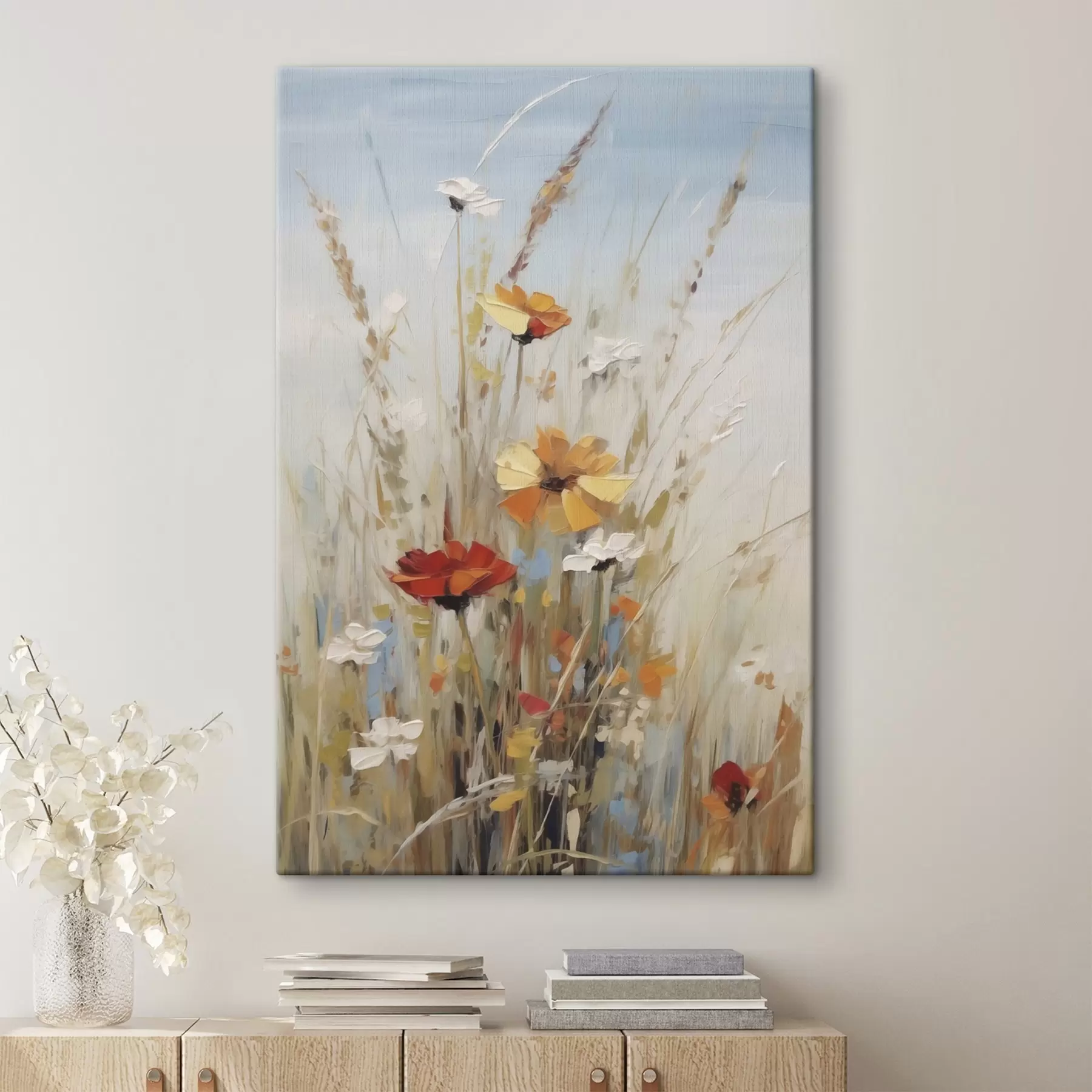 Tableau Fleurs sauvages et herbes aromatiques, imitation d'un tableau s50183