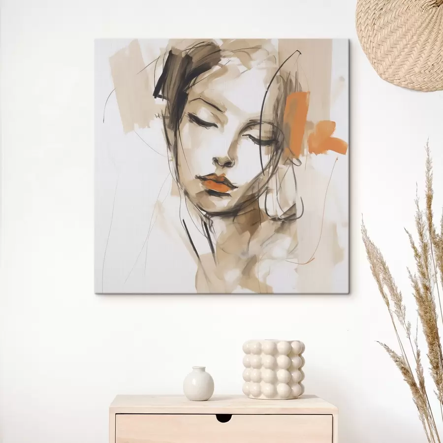 Tableau Portrait abstrait, imitation de peinture s50184