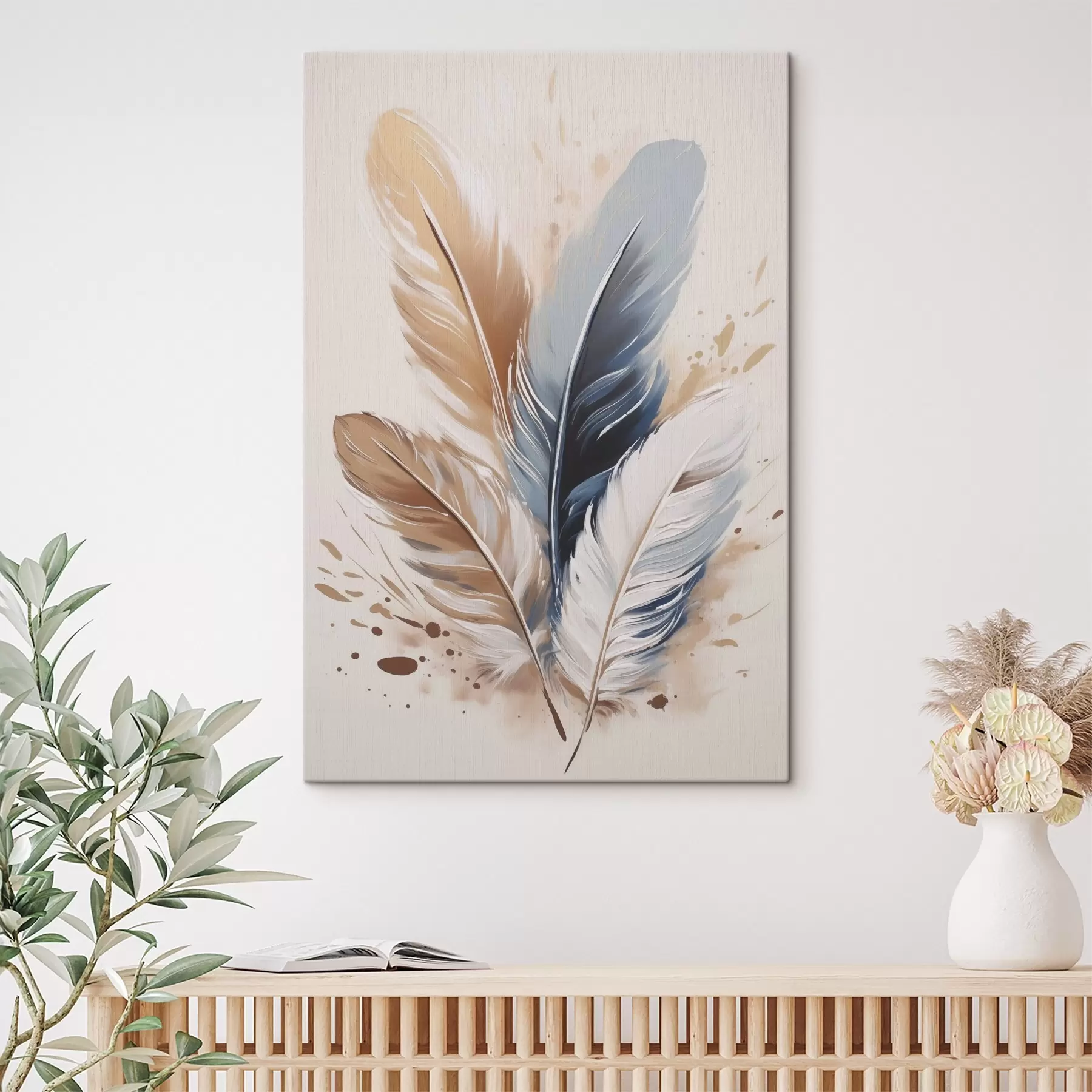 Tableau Plumes, peinture d'imitation s50192