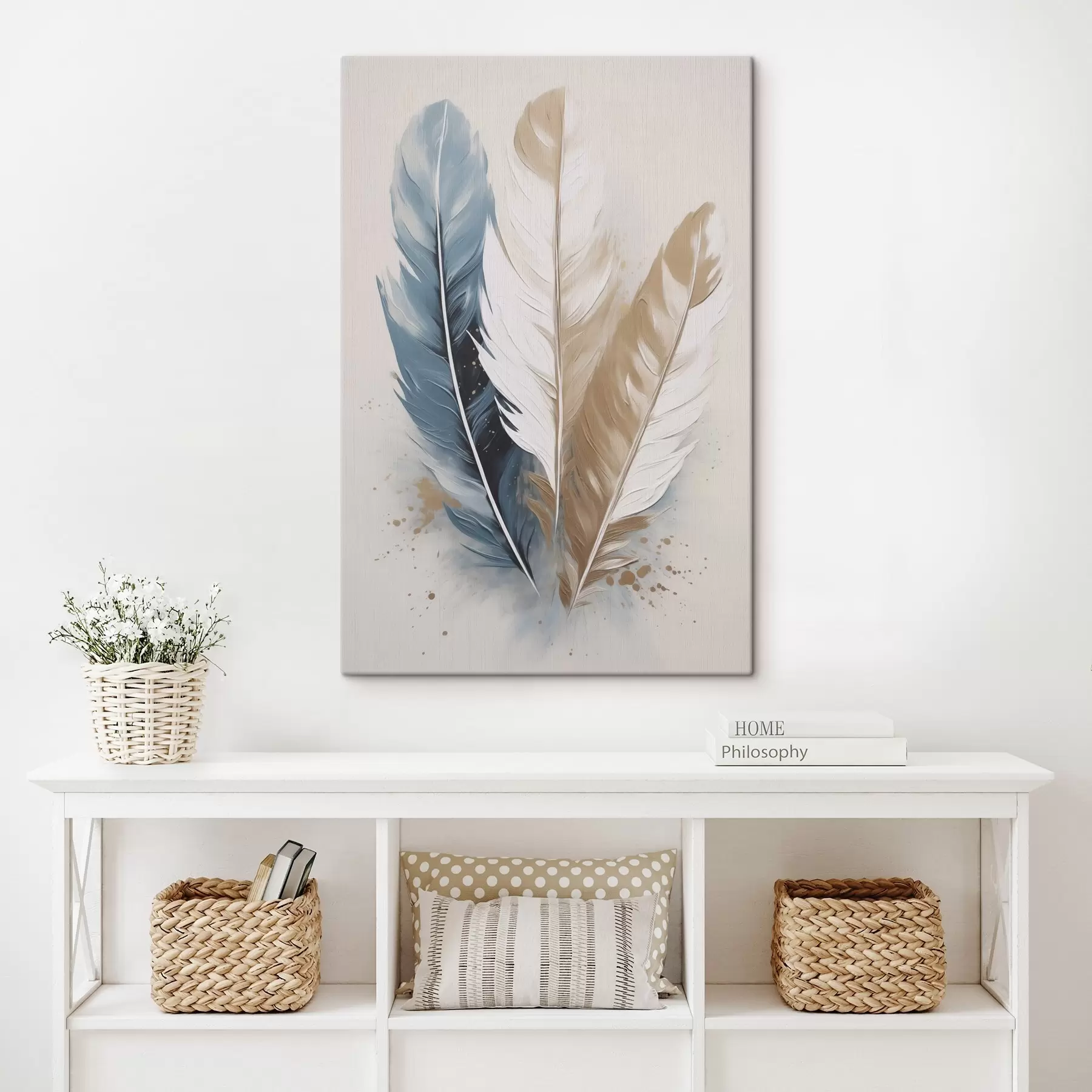 Tableau Plumes, peinture d'imitation s50193