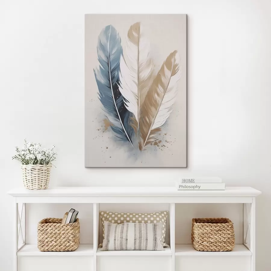 Tableau Plumes, peinture d'imitation s50193