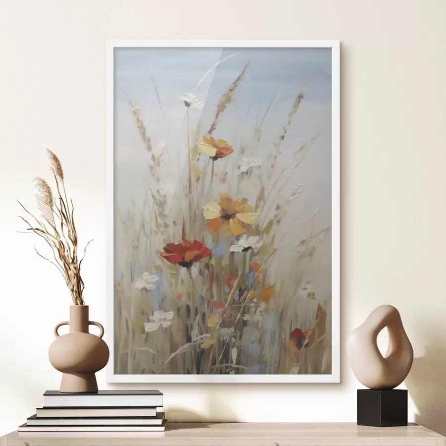 Papier peint Fleurs sauvages et herbes aromatiques, imitation d'un tableau f50183