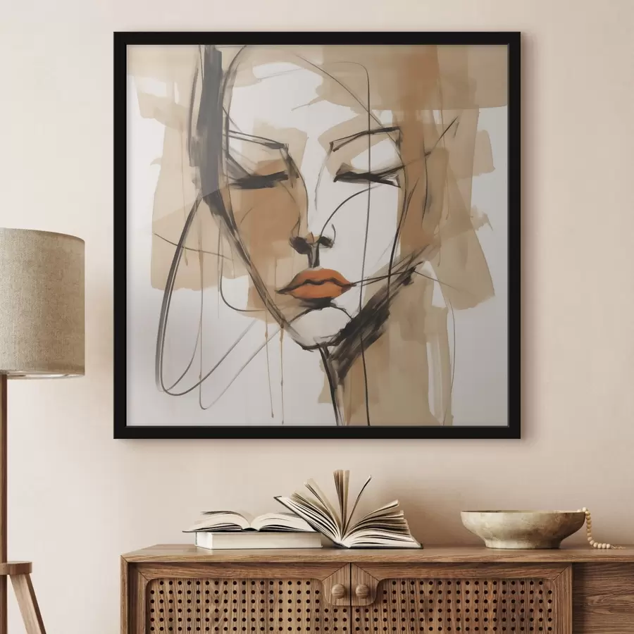 Papier peint Portrait féminin abstrait, imitation de peinture f50185