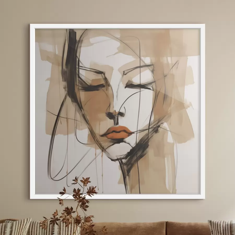 Papier peint Portrait féminin abstrait, imitation de peinture f50185