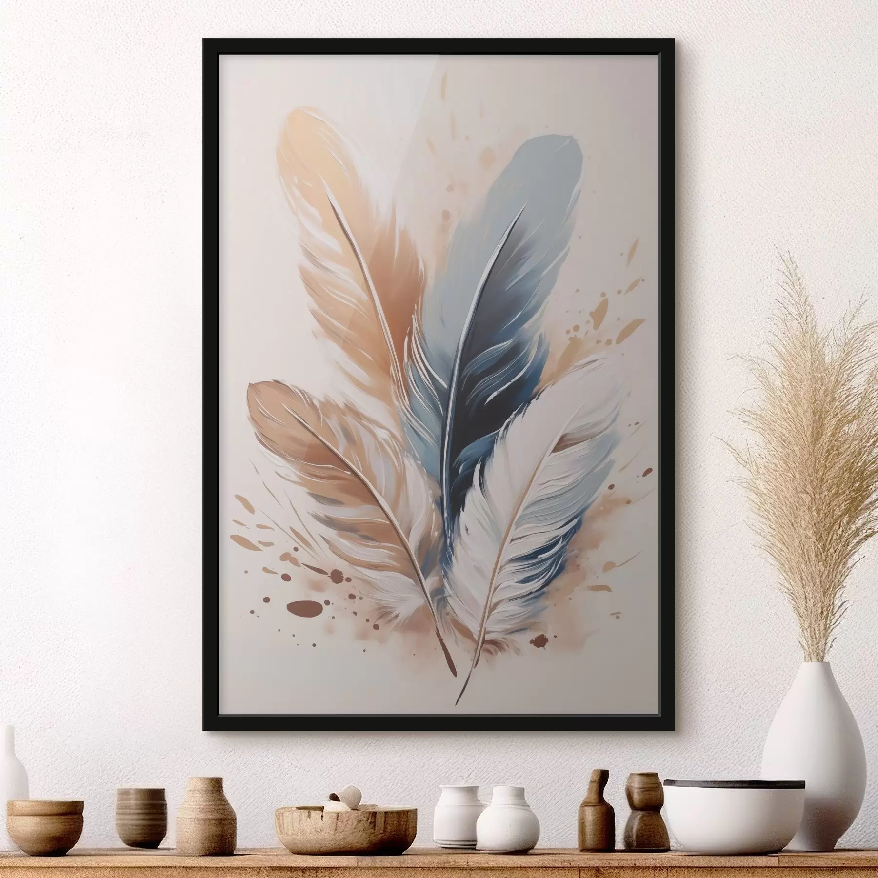 Papier peint Plumes, peinture d'imitation f50192
