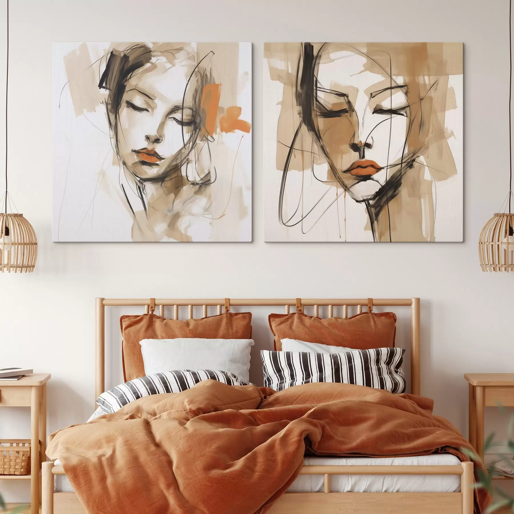 Tableau Portrait abstrait, imitation de peinture m30819 