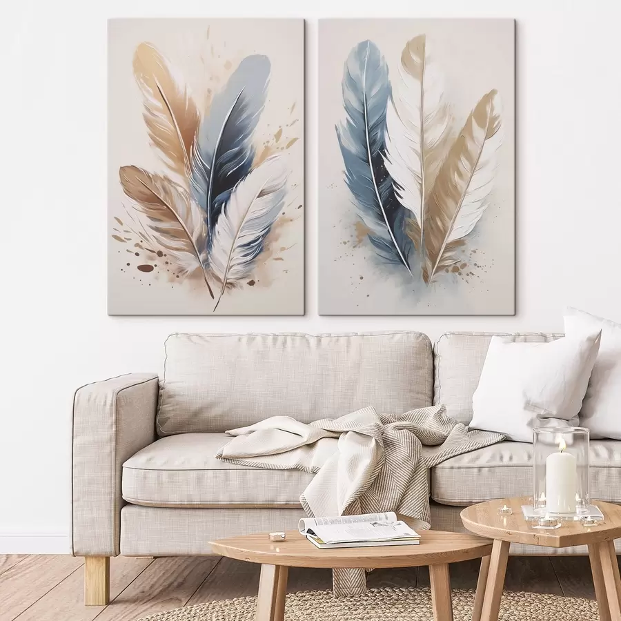 Tableau Plumes, peinture d'imitation m30823 