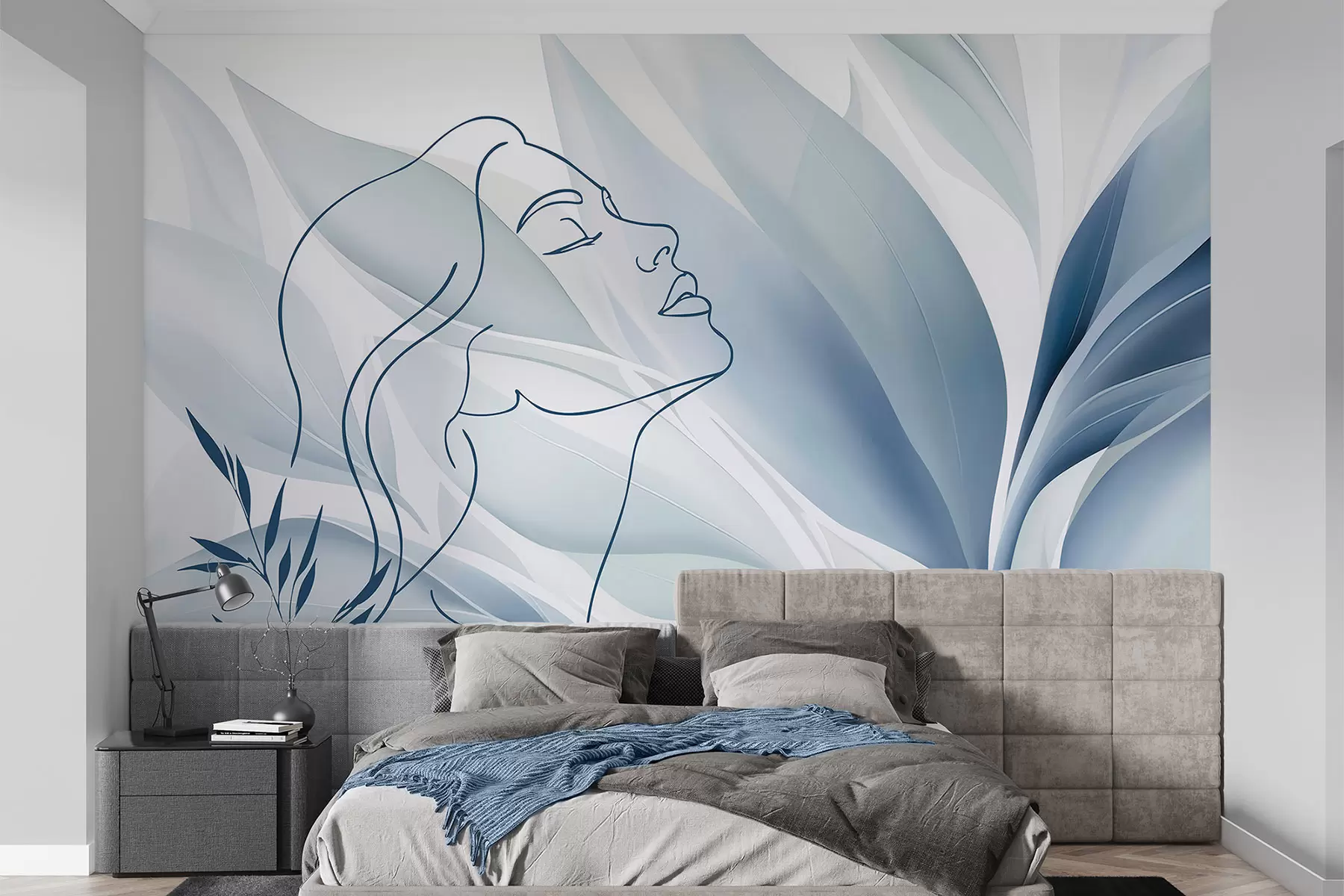 Papier peint Silhouette d'un visage sur un fond abstrait w05787