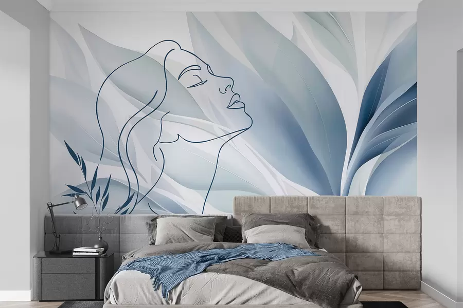 Papier peint Silhouette d'un visage sur un fond abstrait w05787