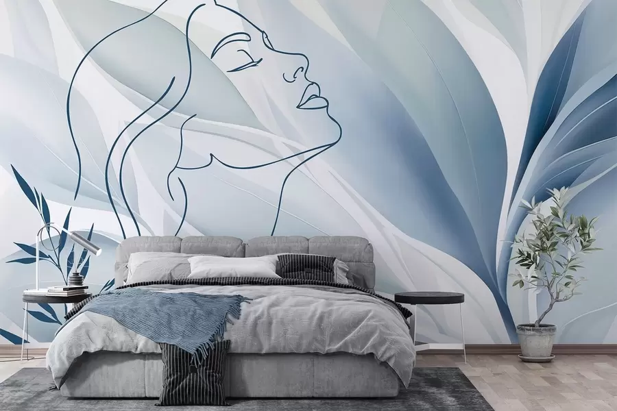 Papier peint Silhouette d'un visage sur un fond abstrait w05787