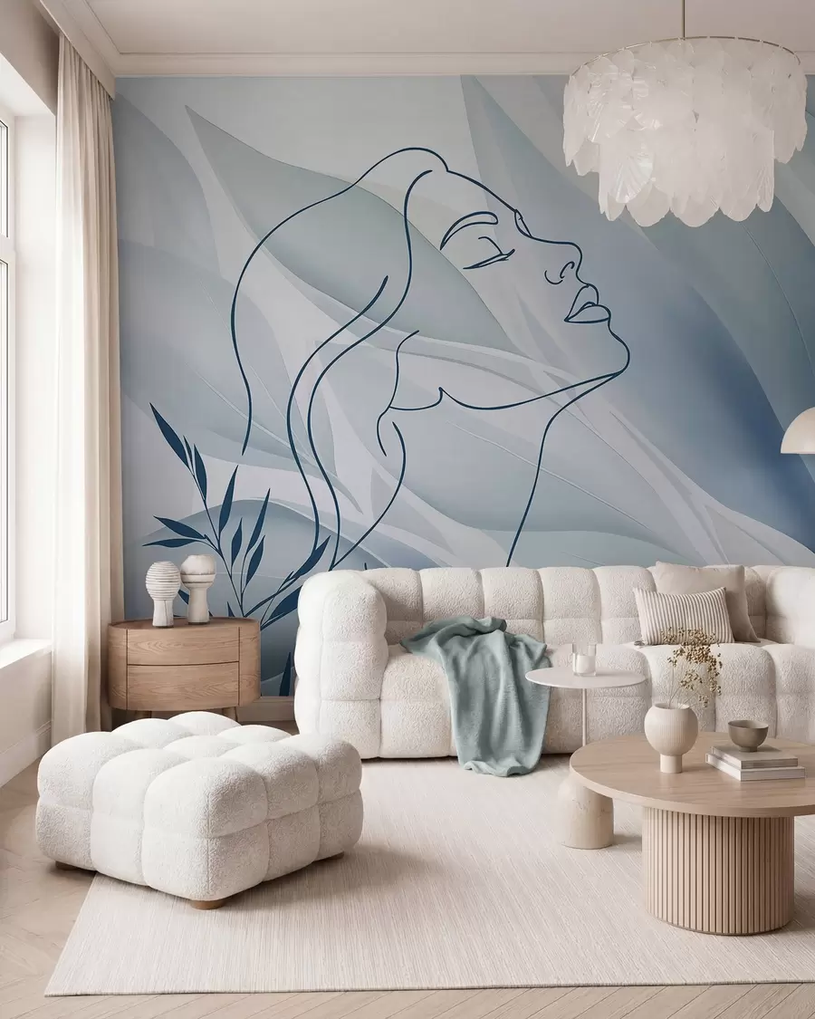 Papier peint Silhouette d'un visage sur un fond abstrait w05787
