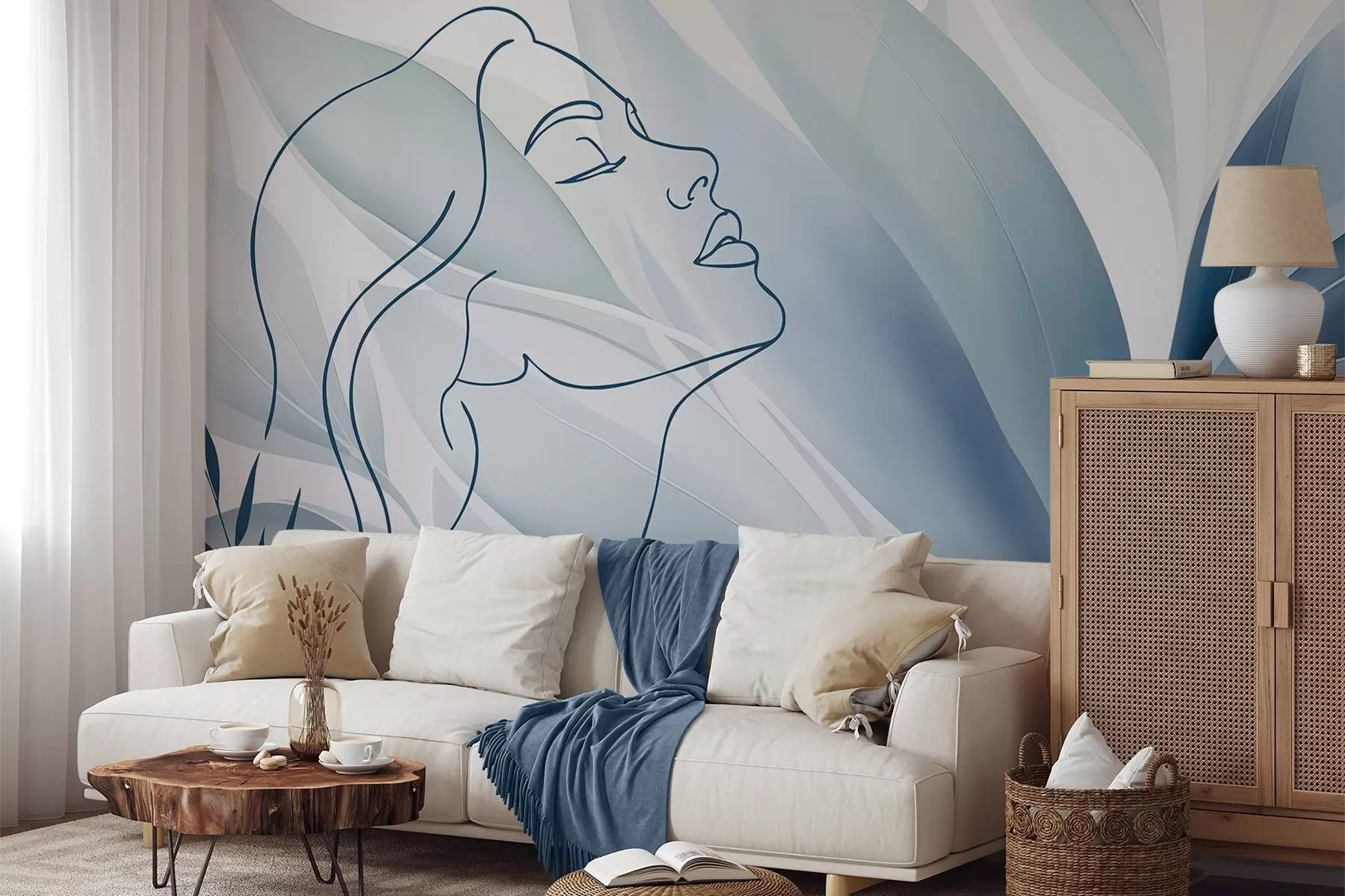 Papier peint Silhouette d'un visage sur un fond abstrait w05787