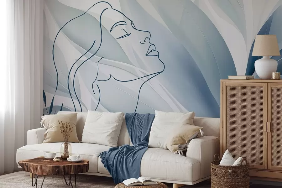 Papier peint Silhouette d'un visage sur un fond abstrait w05787