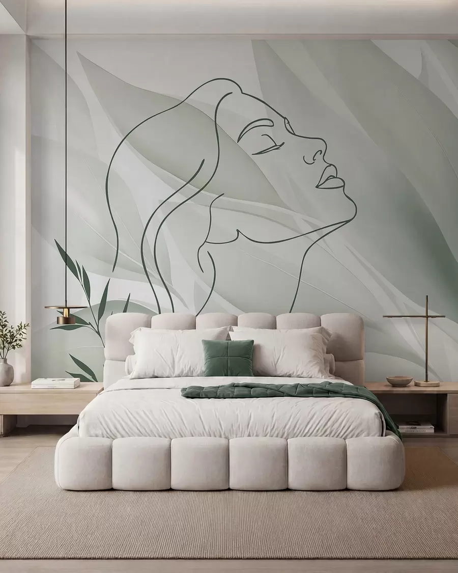 Papier peint Silhouette d'un visage sur un fond abstrait w05787v1