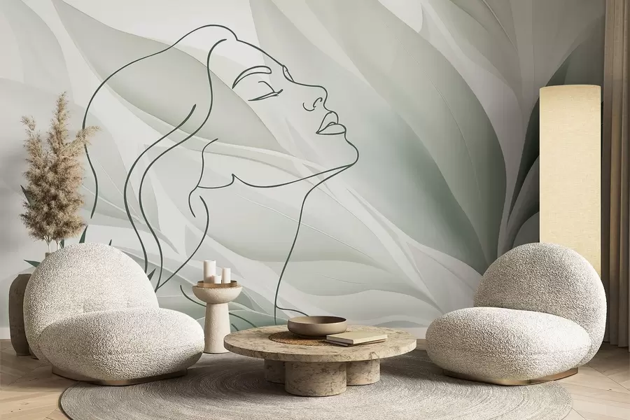 Papier peint Silhouette d'un visage sur un fond abstrait w05787v1