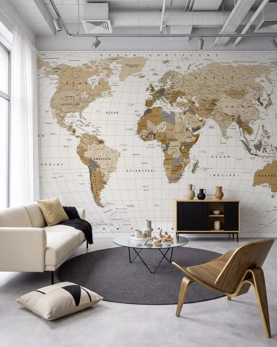 Papier peint Carte du monde et drapeaux c00016pl