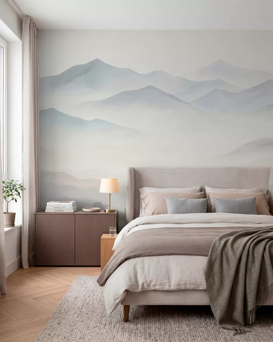 Papier peint Paysage montagneux aux reliefs variés w05834