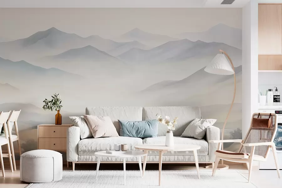 Papier peint Paysage montagneux aux reliefs variés w05834