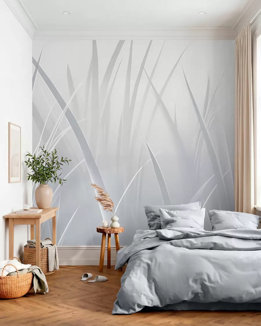 Papier peint Herbe, feuilles coupantes w05836