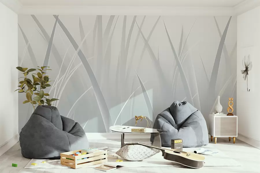 Papier peint Herbe, feuilles coupantes w05836