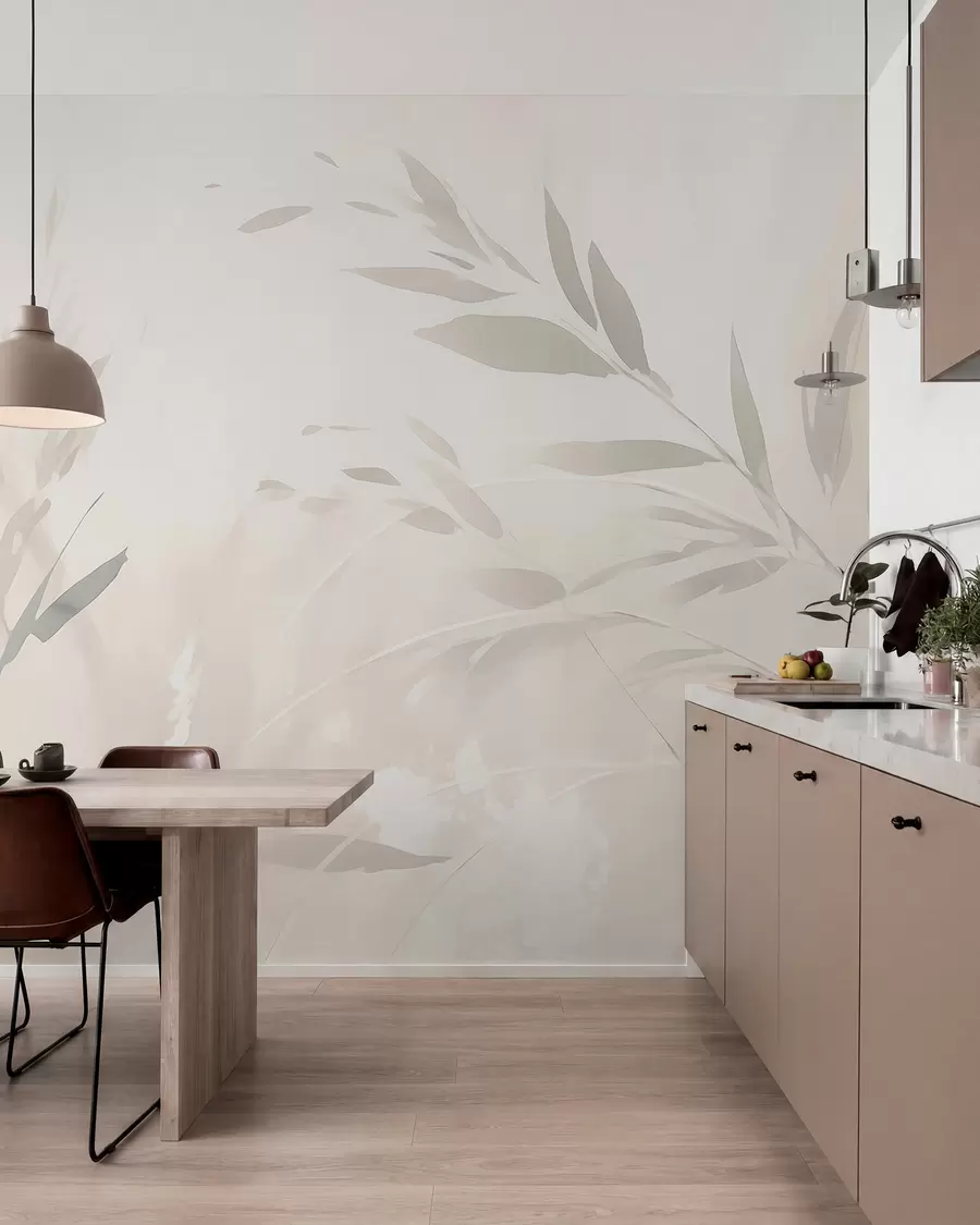 Papier peint Herbe, feuilles coupantes w05837