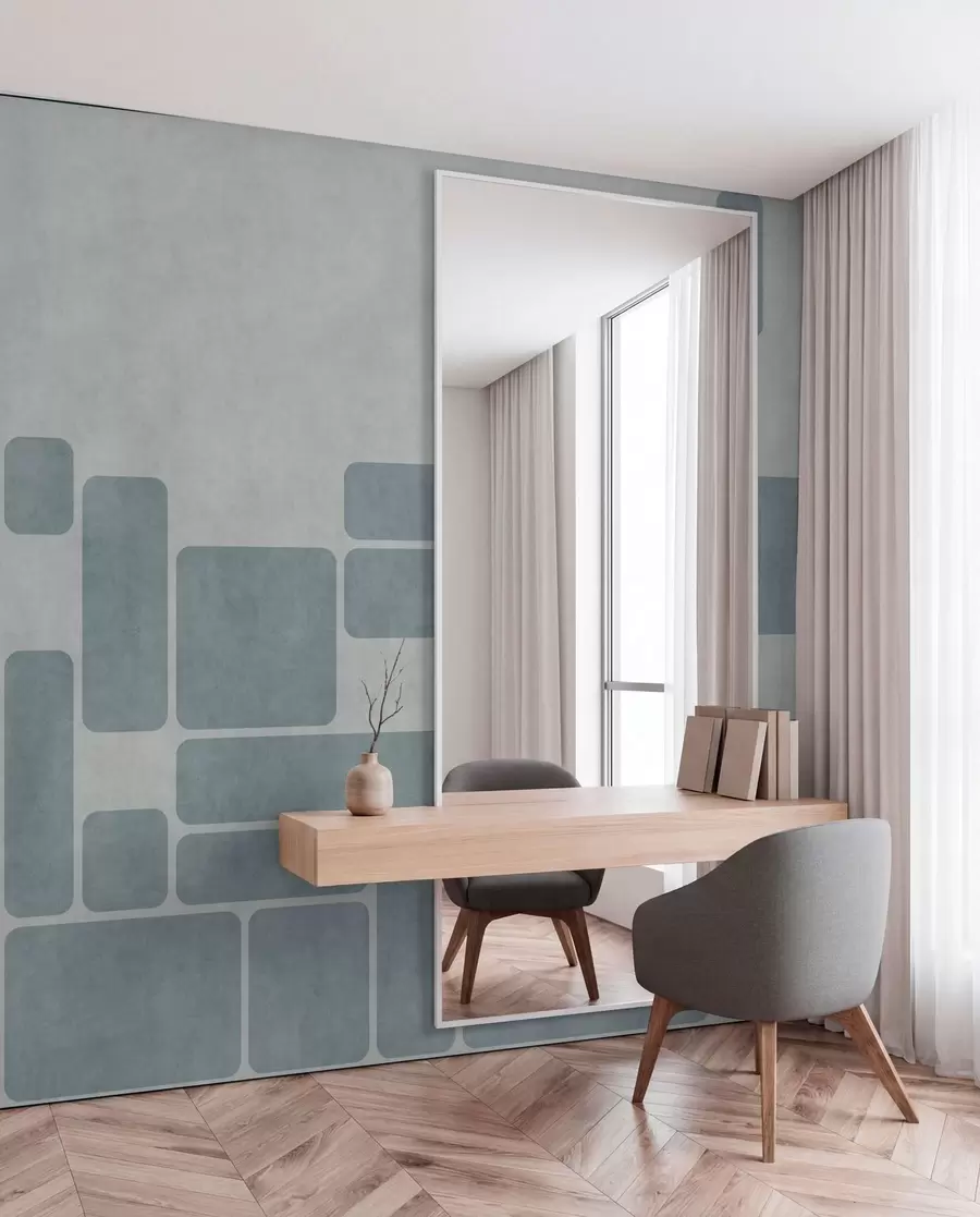 Papier peint Motif géométrique dans des tons bleu clair w05141v2