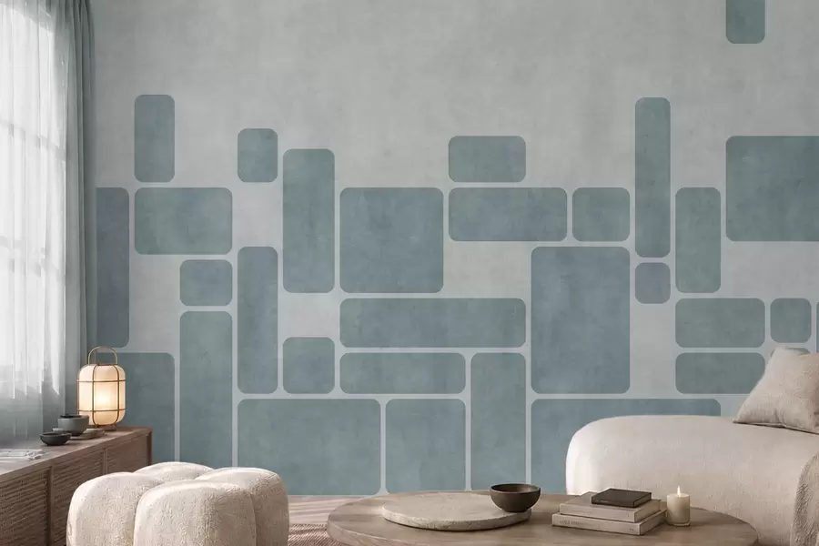 Papier peint Motif géométrique dans des tons bleu clair w05141v2
