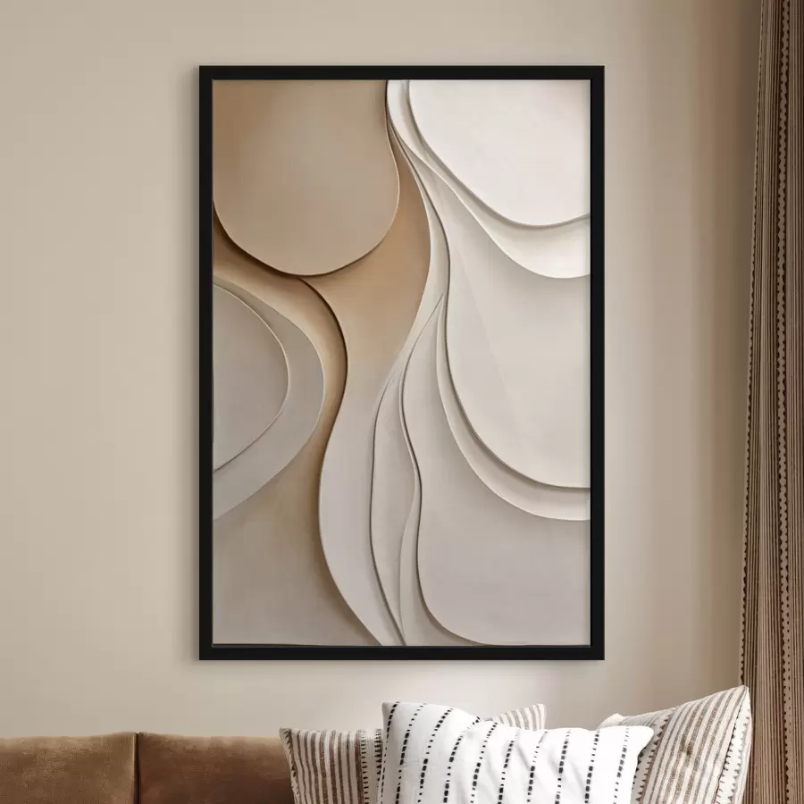 Papier peint Des formes abstraites, fluides et organiques, dans des tons neutres de beige et de crème, une œuvre d'art texturée f50224