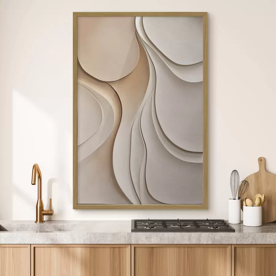 Papier peint Des formes abstraites, fluides et organiques, dans des tons neutres de beige et de crème, une œuvre d'art texturée f50224