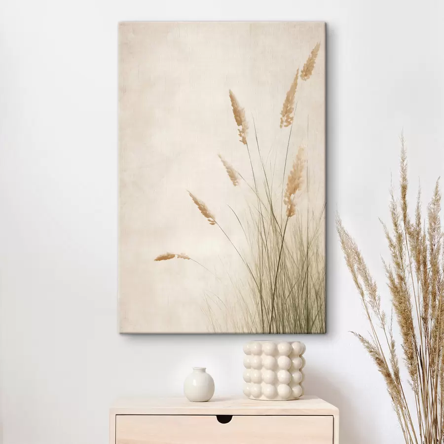 Tableau De hautes tiges d'herbe sèche, un arrière-plan aux textures floues s50203
