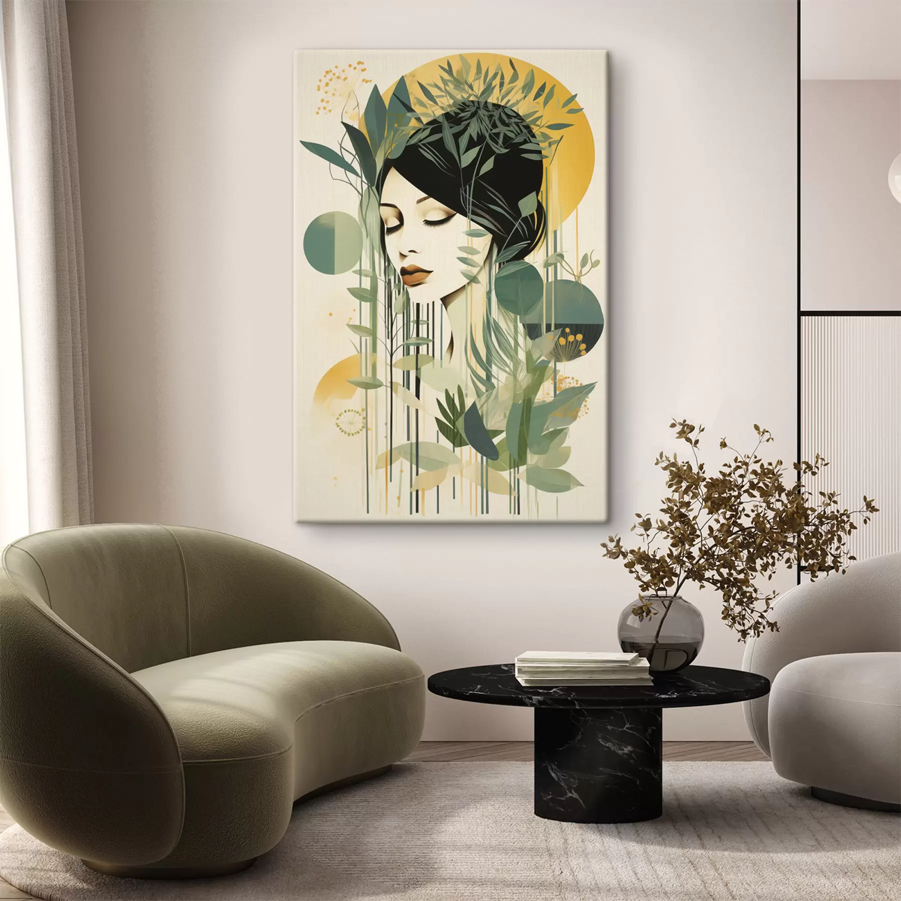 Tableau Une femme avec des plantes s50249