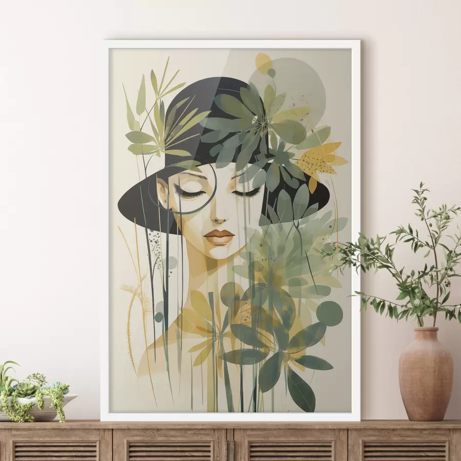 Papier peint Une femme avec des plantes f50250
