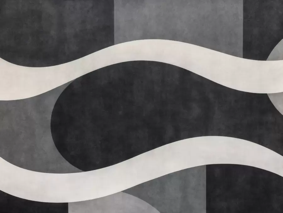 Papier peint Du graphite où des vagues claires et fluides se dessinent sur des formes d'un gris anthracite profond w05854