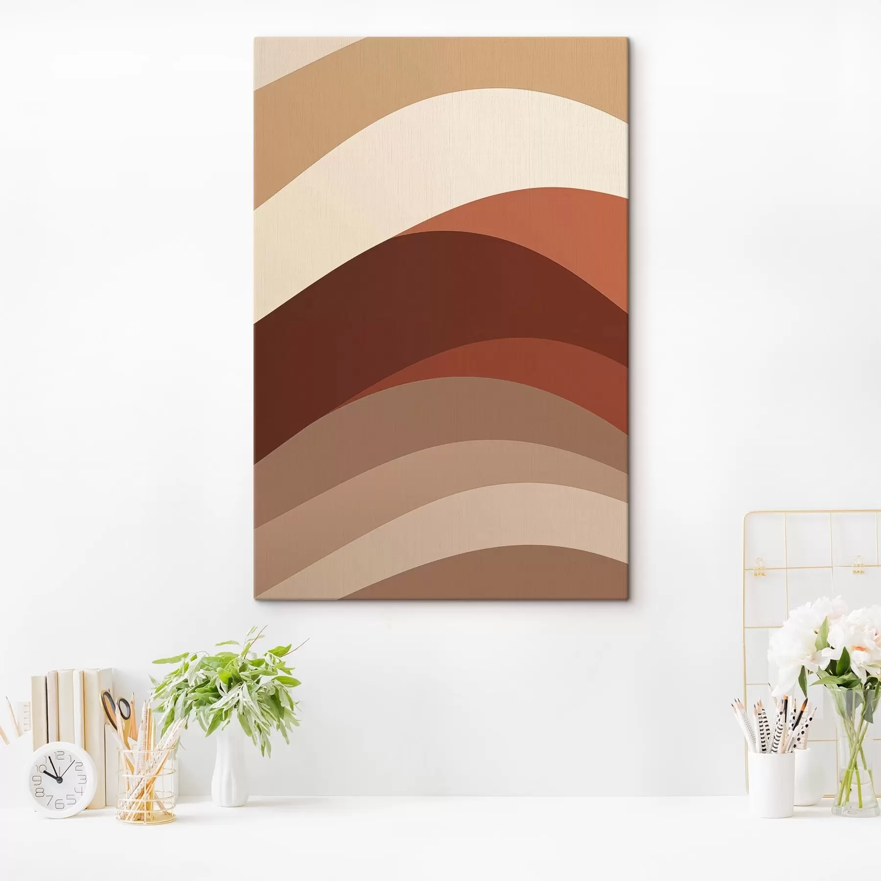 Tableau Lignes aux teintes chaudes rappelant la couleur du café s50284