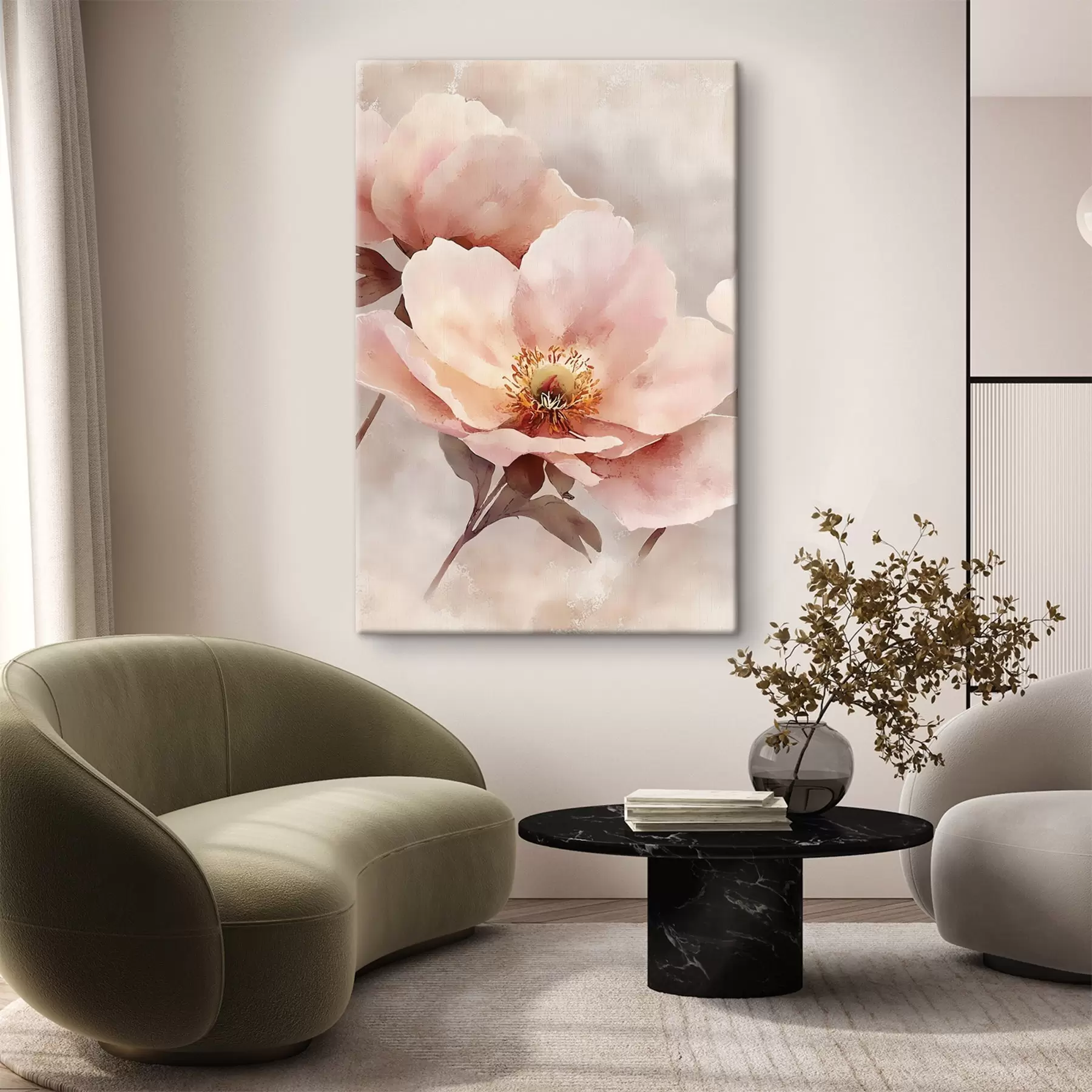 Tableau Pivoine rose délicate s50290