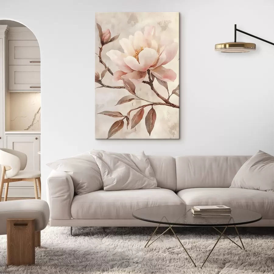Tableau Branche avec des pivoines et des feuilles s50292
