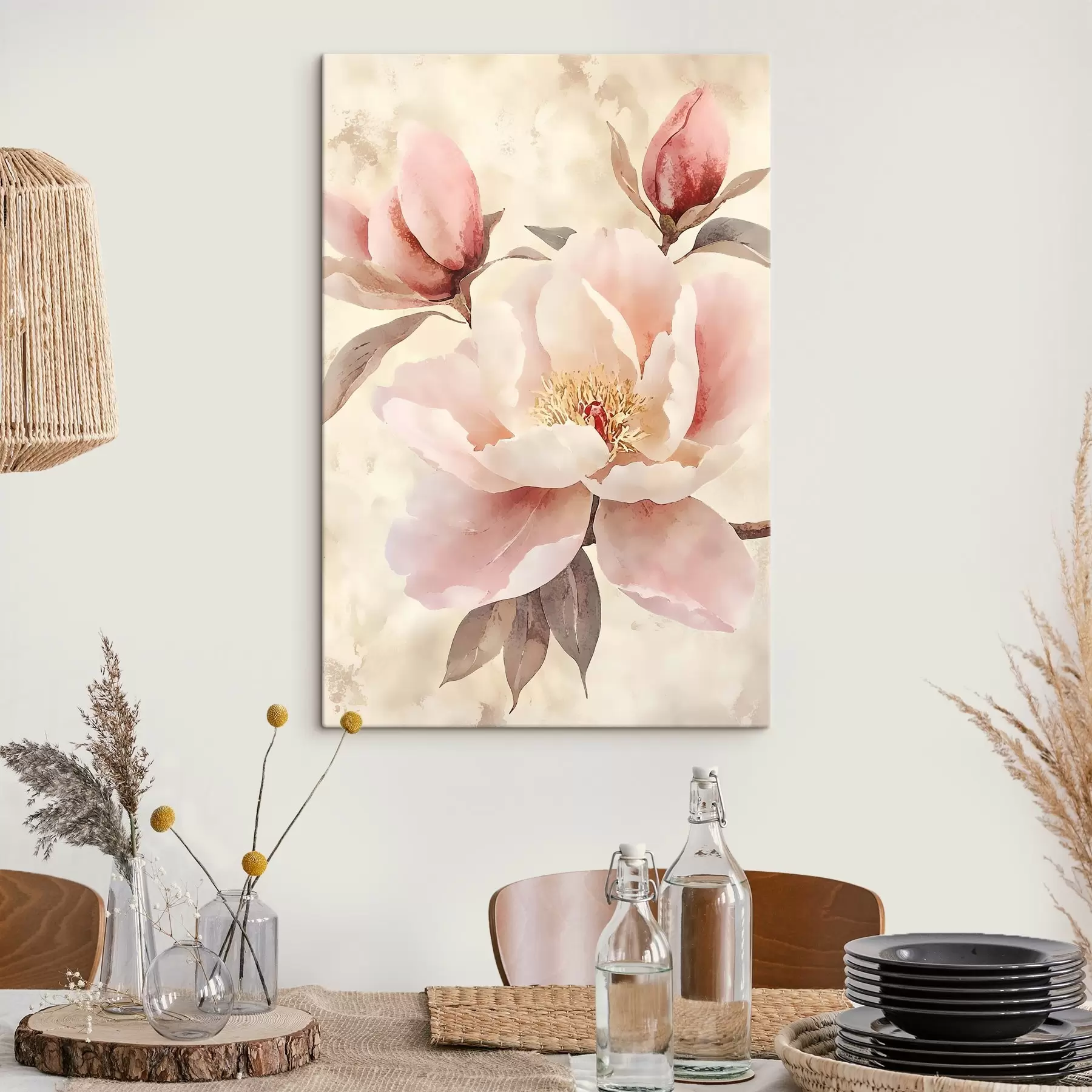 Tableau Des pivoines sur un fond vintage s50293