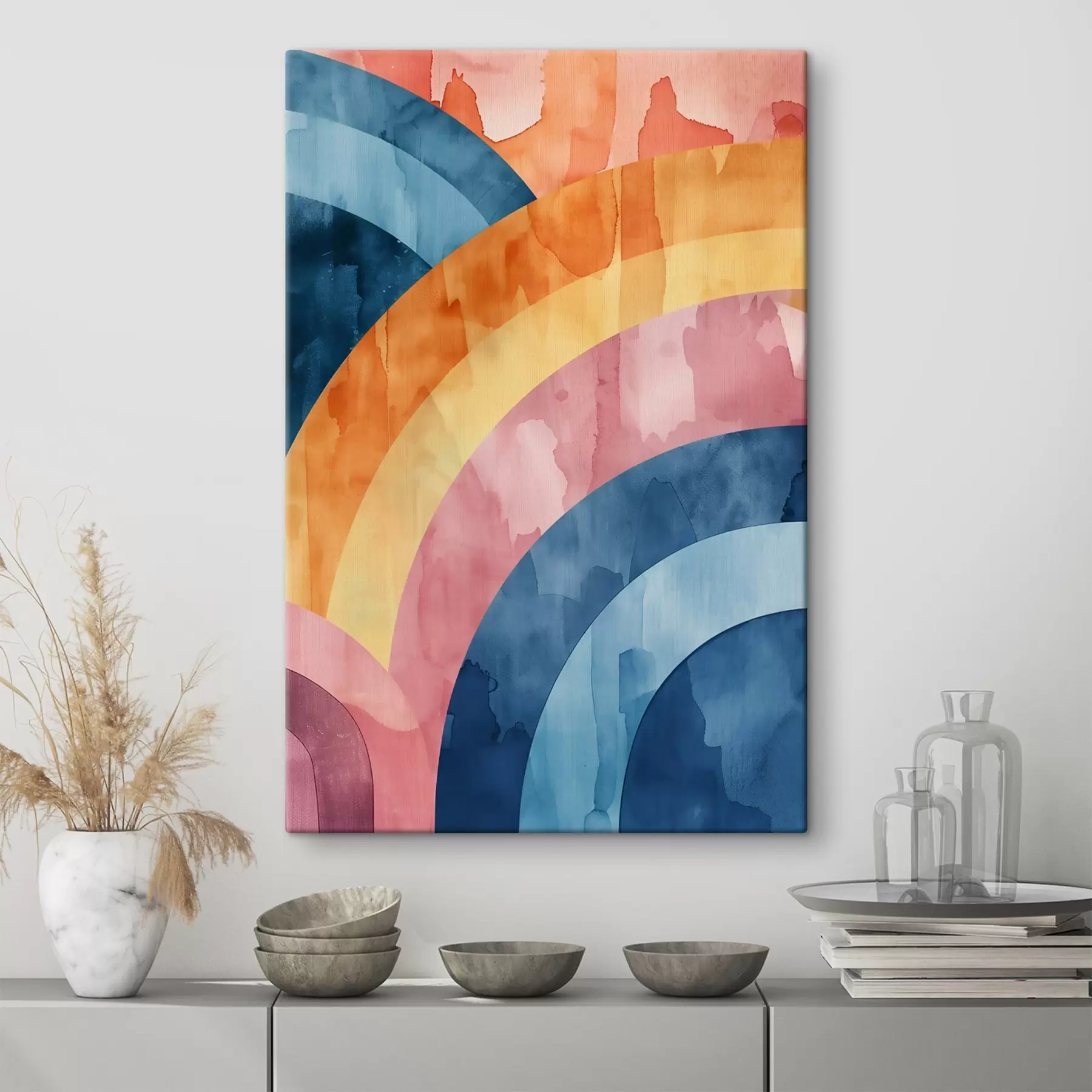 Tableau Des formes géométriques aux couleurs vives et des arches s50301