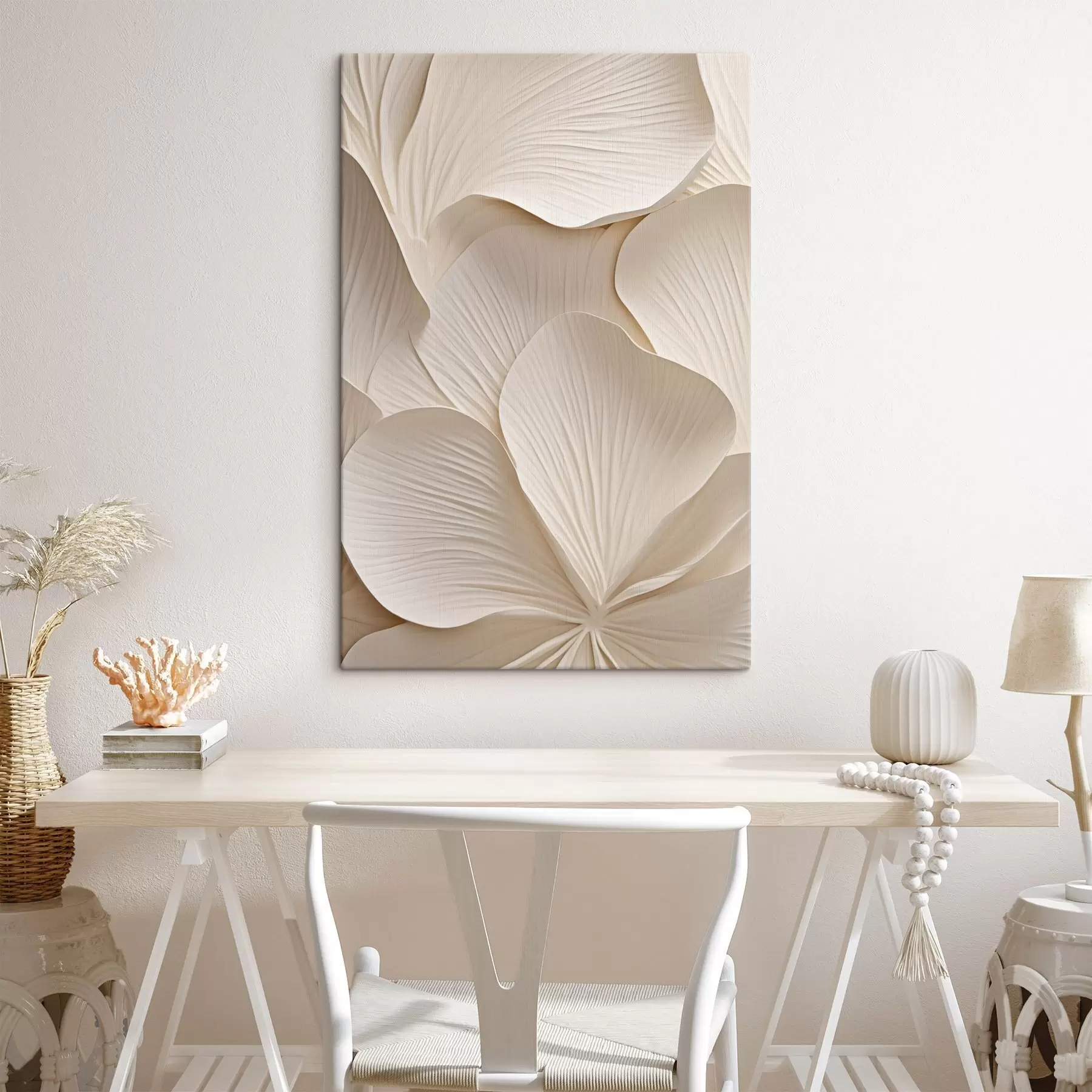 Tableau Pétales blancs en trois dimensions s50305
