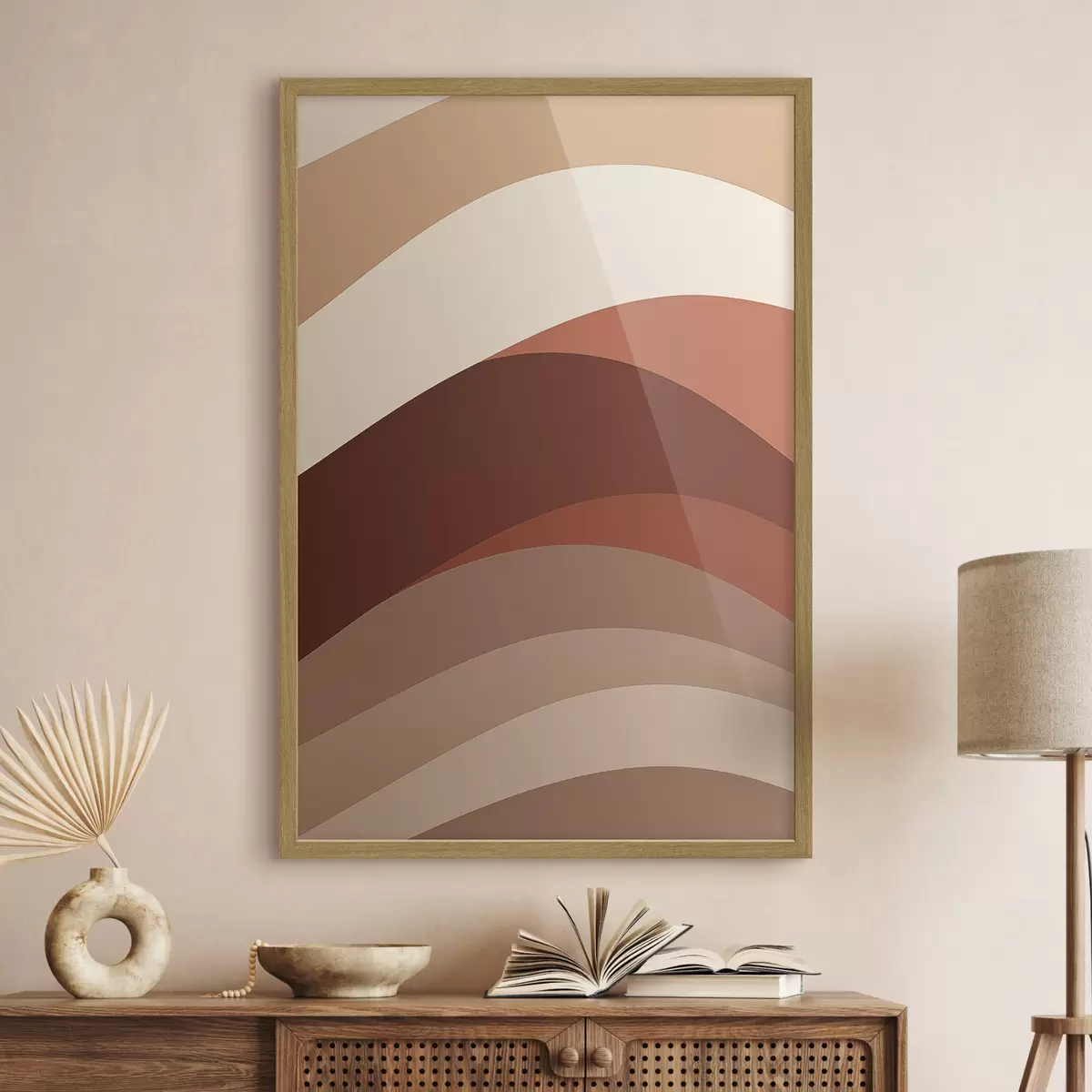Poster Lignes aux teintes chaudes rappelant la couleur du café f50284