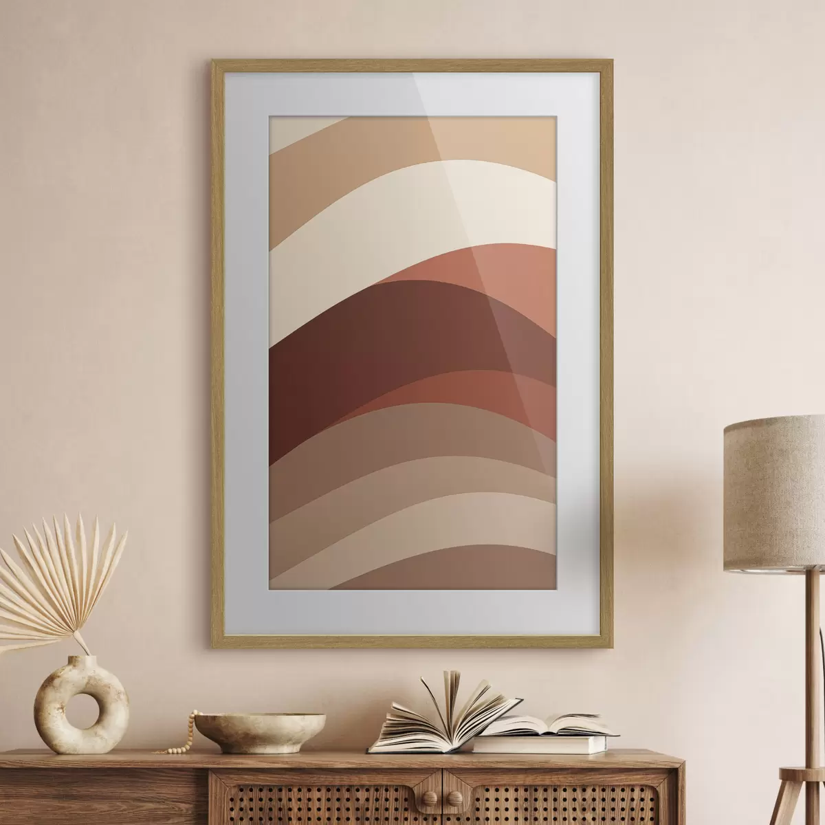 Poster Lignes aux teintes chaudes rappelant la couleur du café f50284
