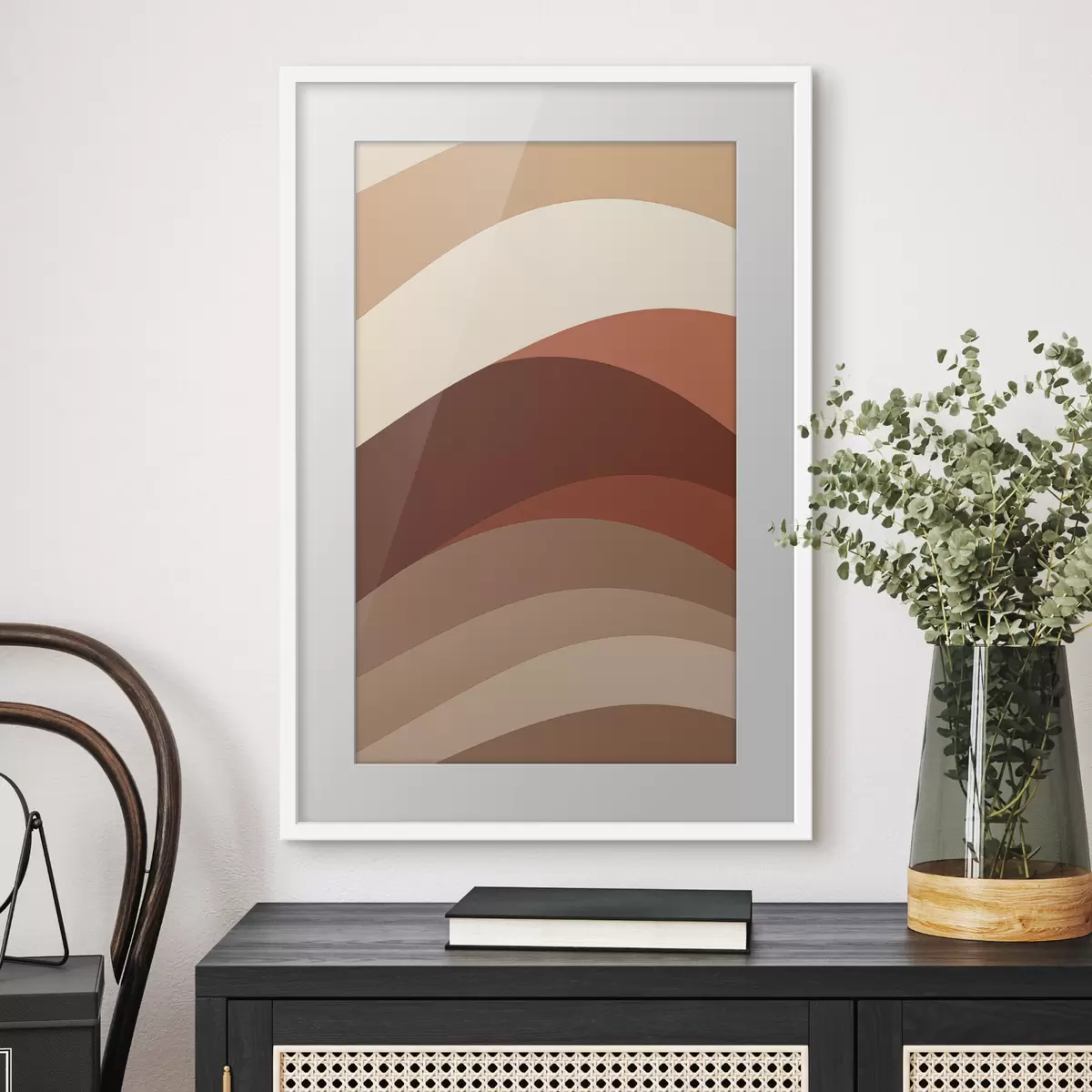 Poster Lignes aux teintes chaudes rappelant la couleur du café f50284